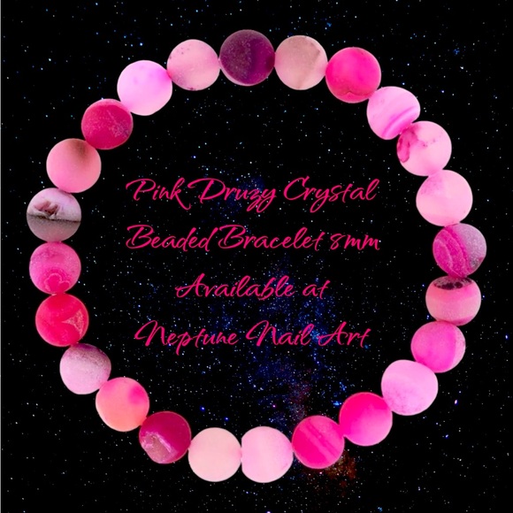 Pink Druzy Agate 8mm bracelet - Picture 1 of 1